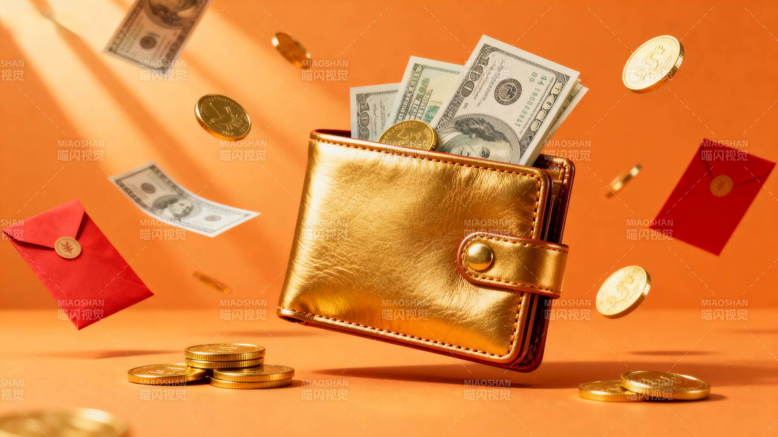 金币钱包飞舞图片