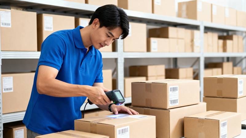 仓库扫码员工作中图片