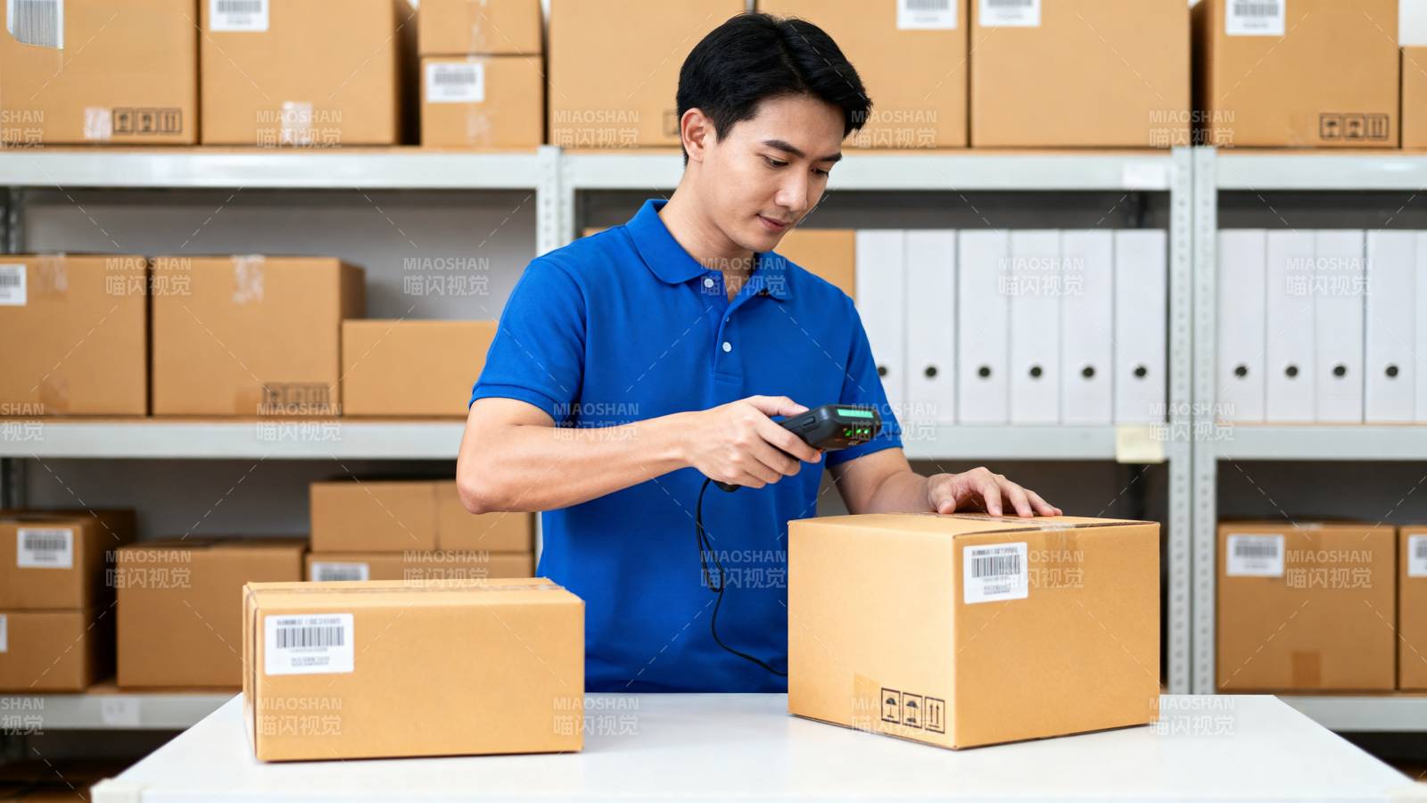 仓库扫码员工作中图片