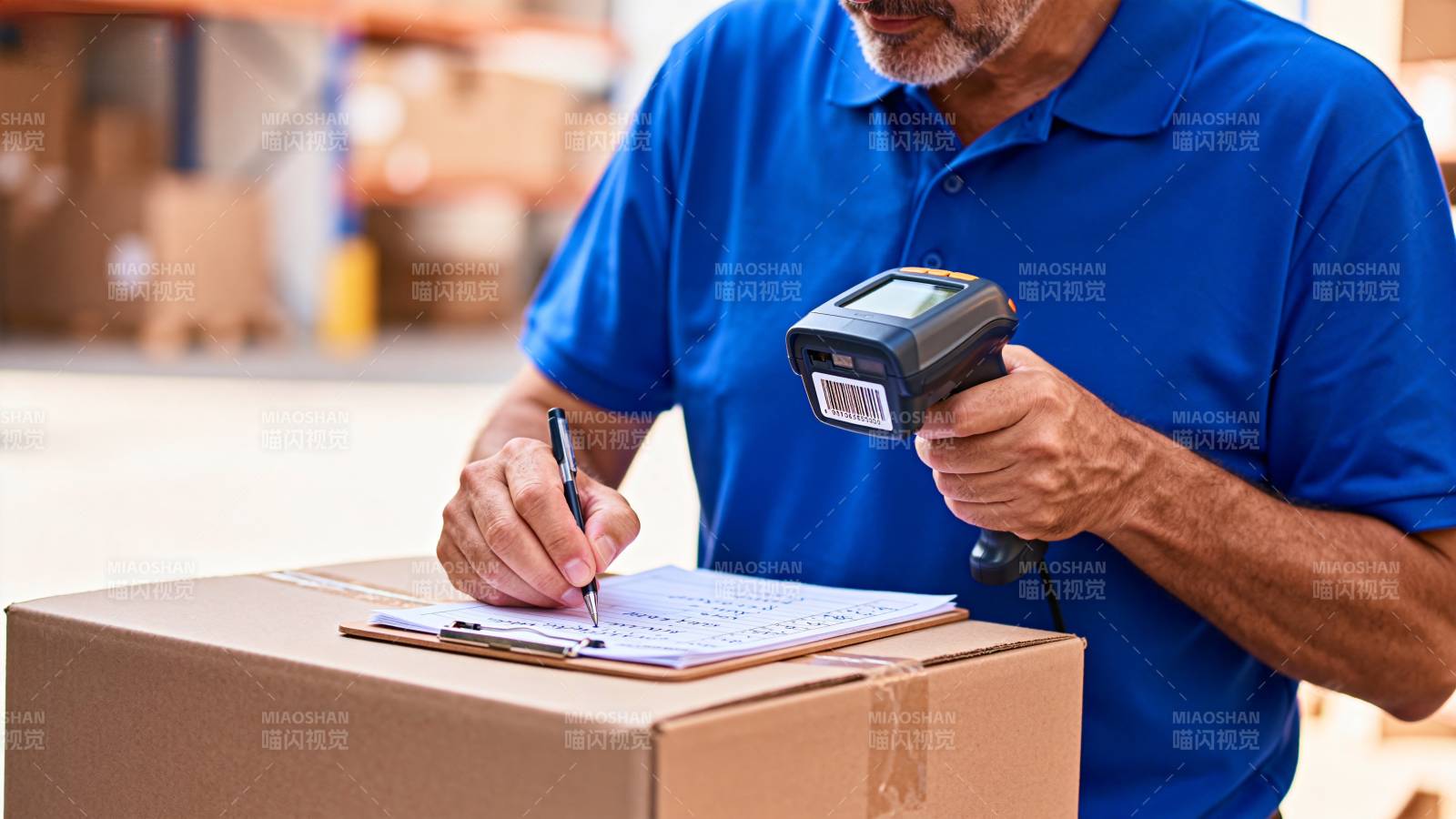 仓库工人扫码记账图片