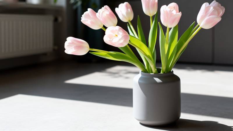 粉郁金香静谧绽放图片