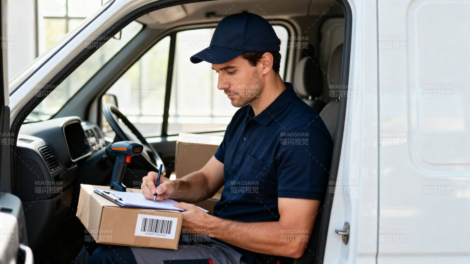 快递员签收包裹图片