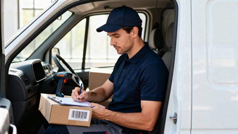 快递员签收包裹图片