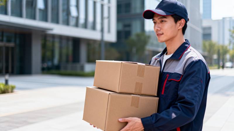 快递员送包裹图片