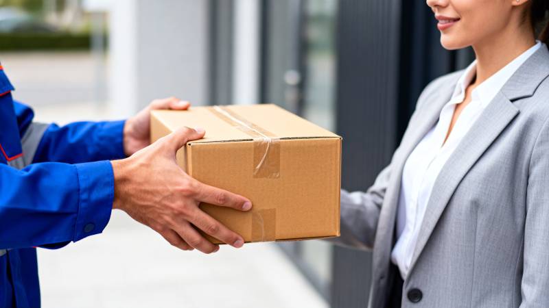 快递员递送包裹图片