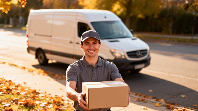 快递员递送包裹图片