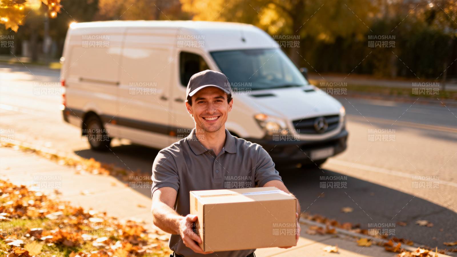 快递员递送包裹图片