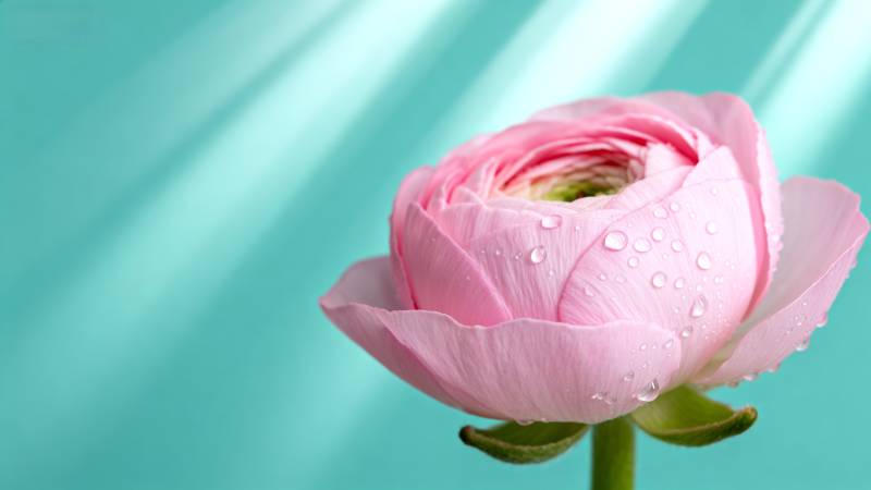 粉花滴露 清雅绽放图片