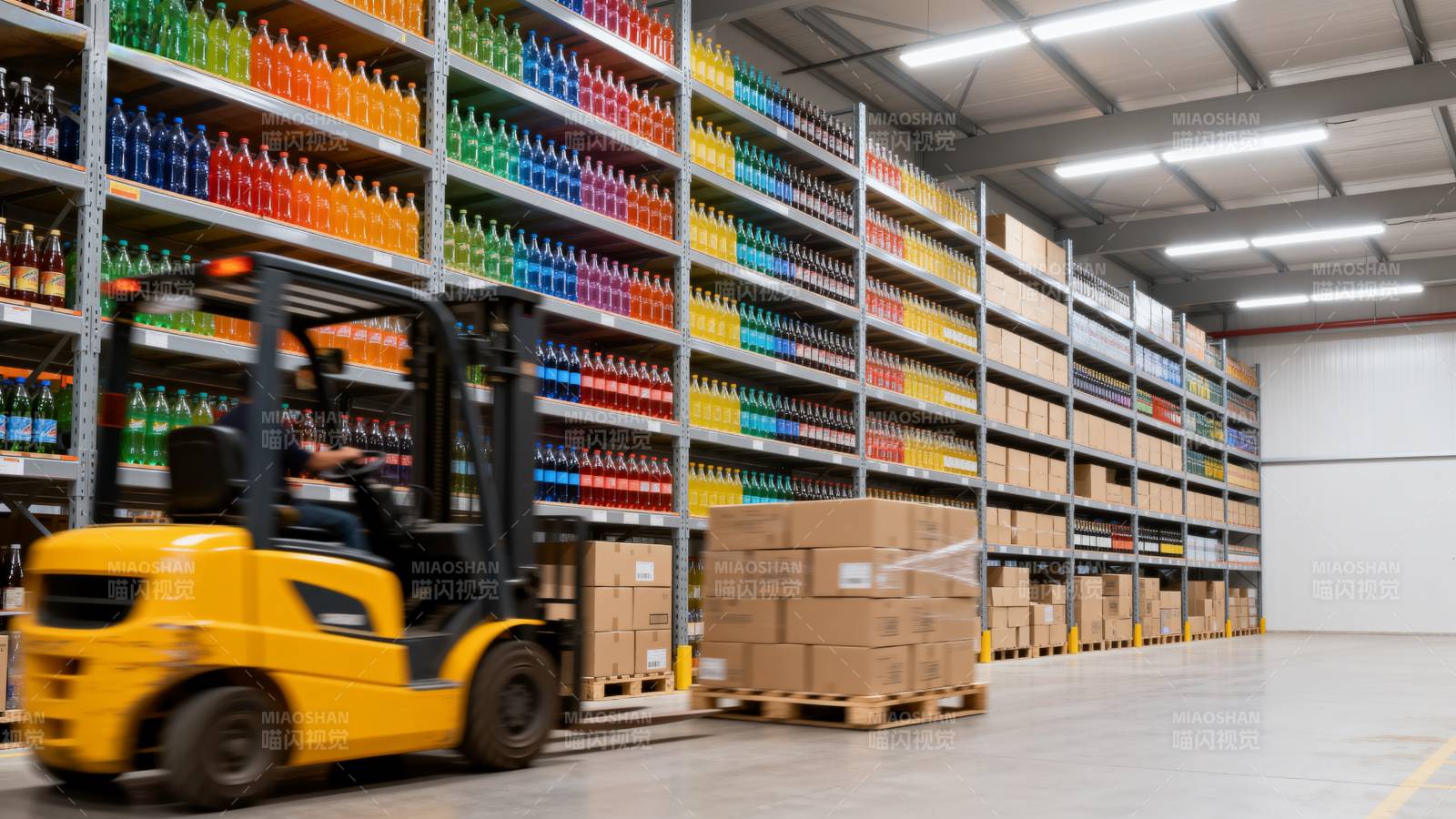 仓库叉车搬运货物图片
