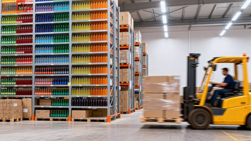 仓库叉车搬运货物图片