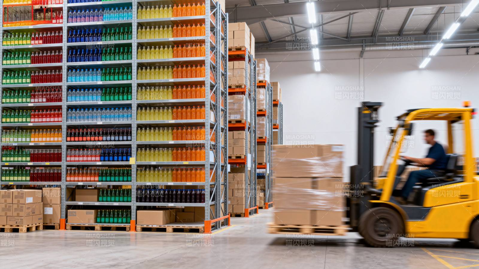 仓库叉车搬运货物图片