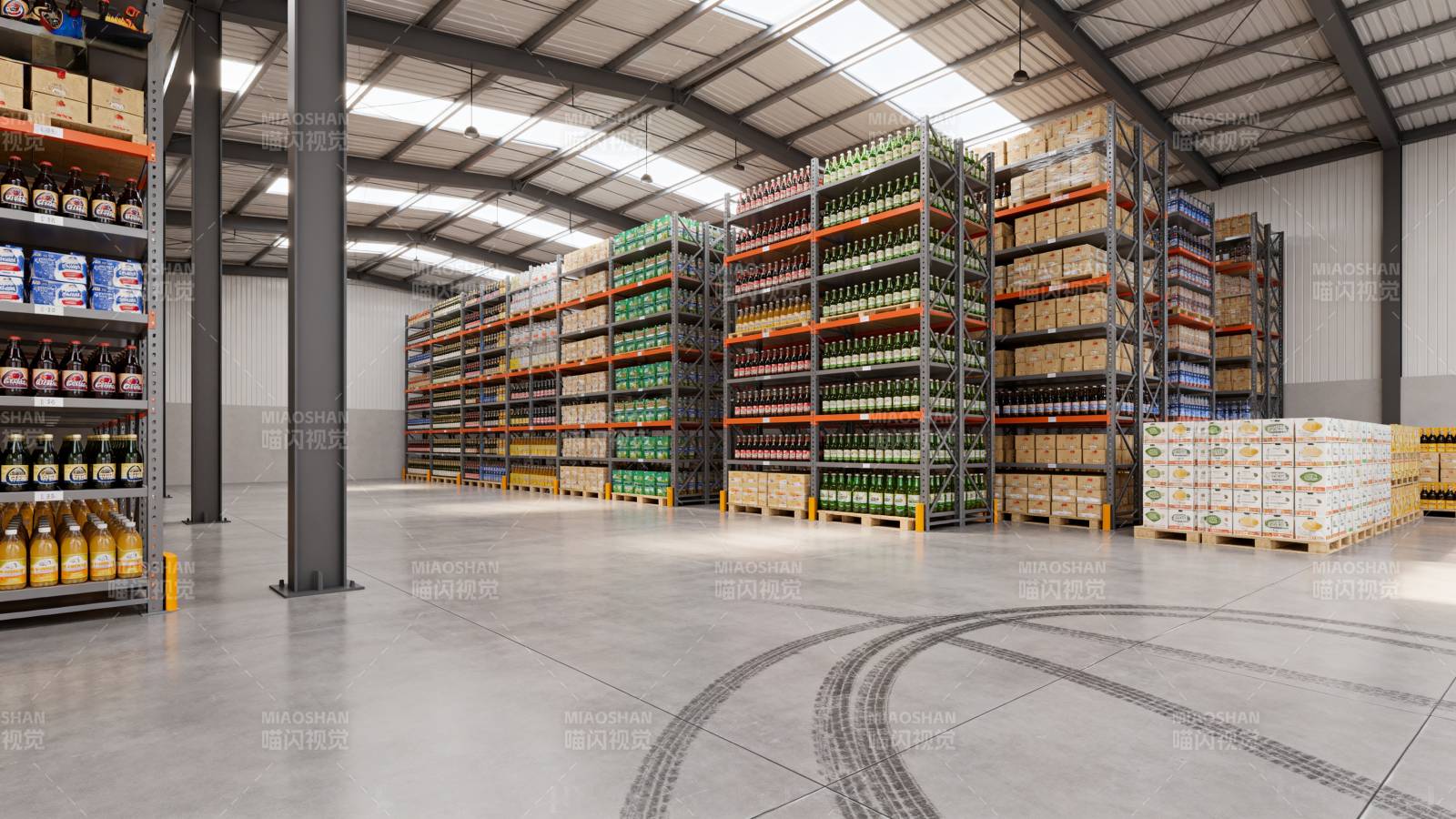 宽敞明亮的仓库内部图片
