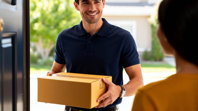 快递员递送包裹图片