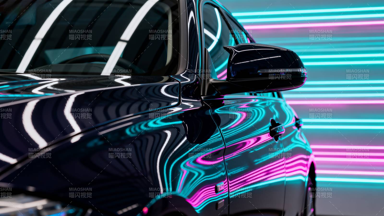 霓虹光影车影图片