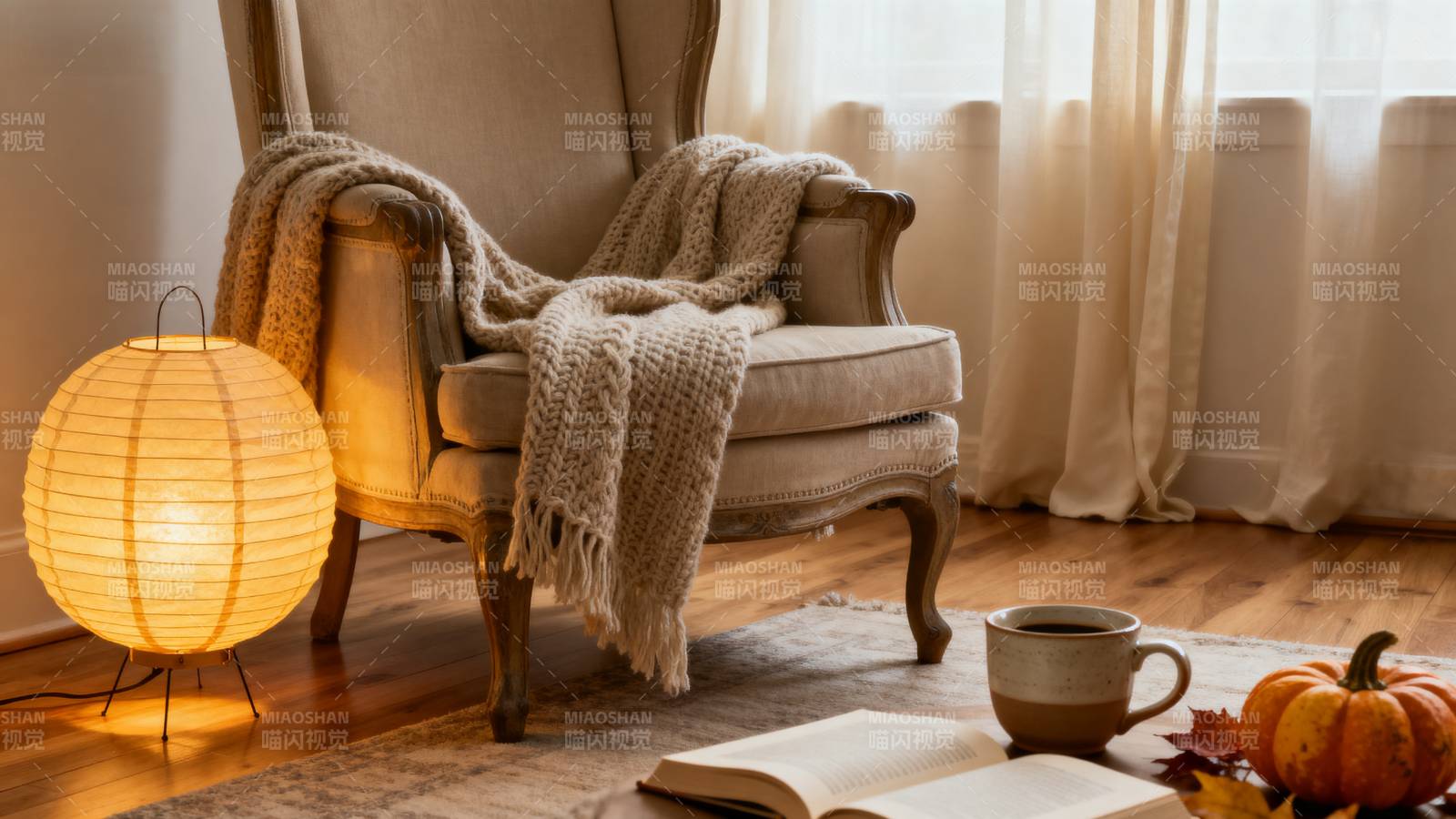 秋日暖阳阅读时光图片