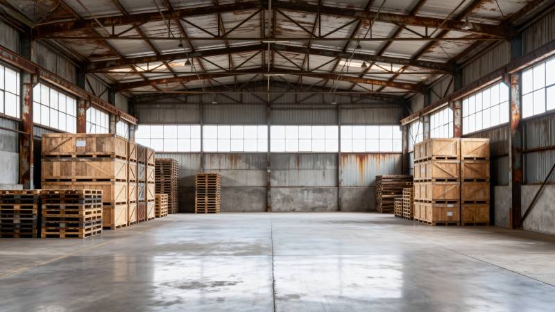 宽敞仓库内部景象图片