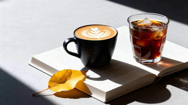 咖啡书页秋叶静图片