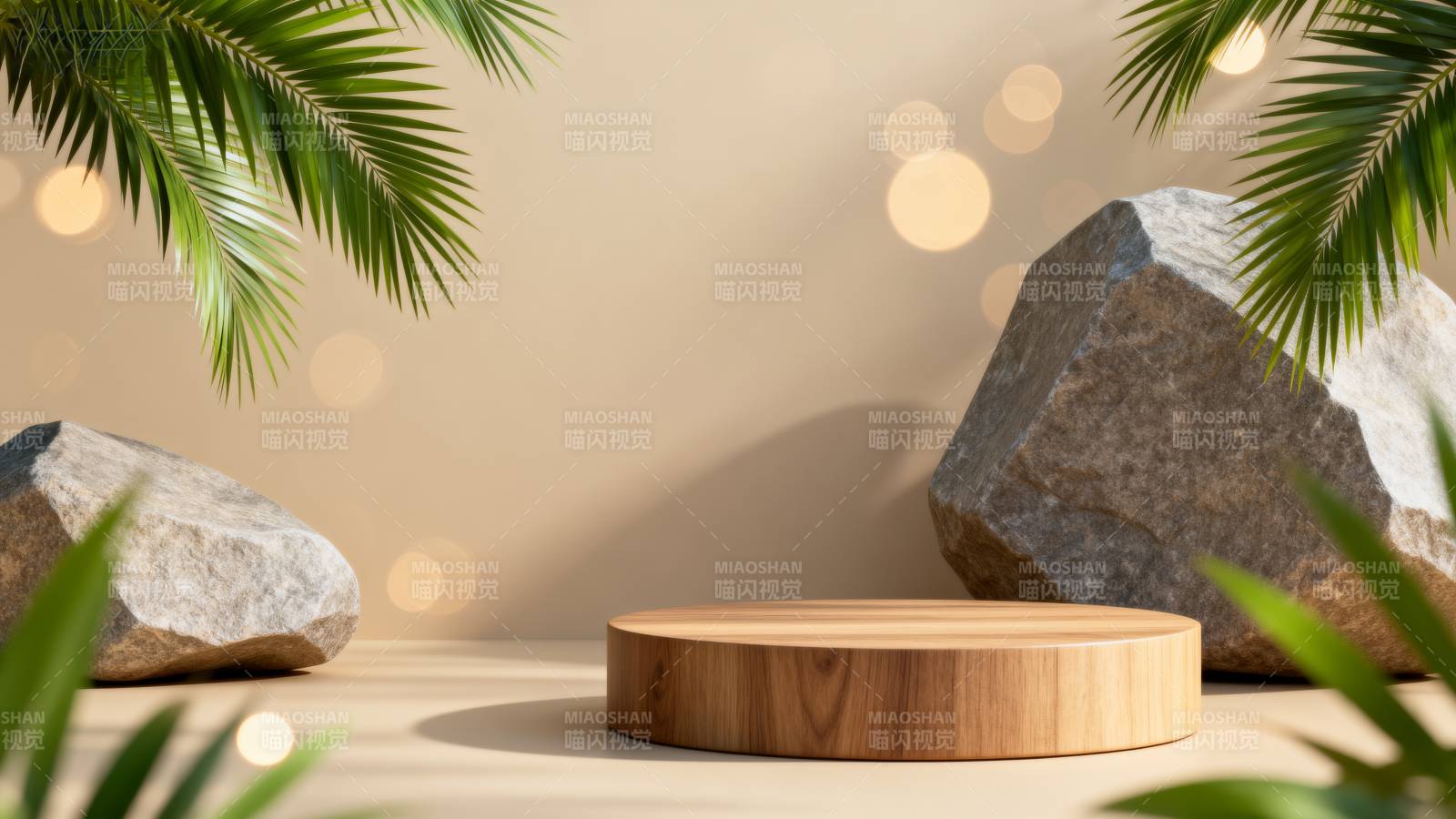 自然木台静谧景图片