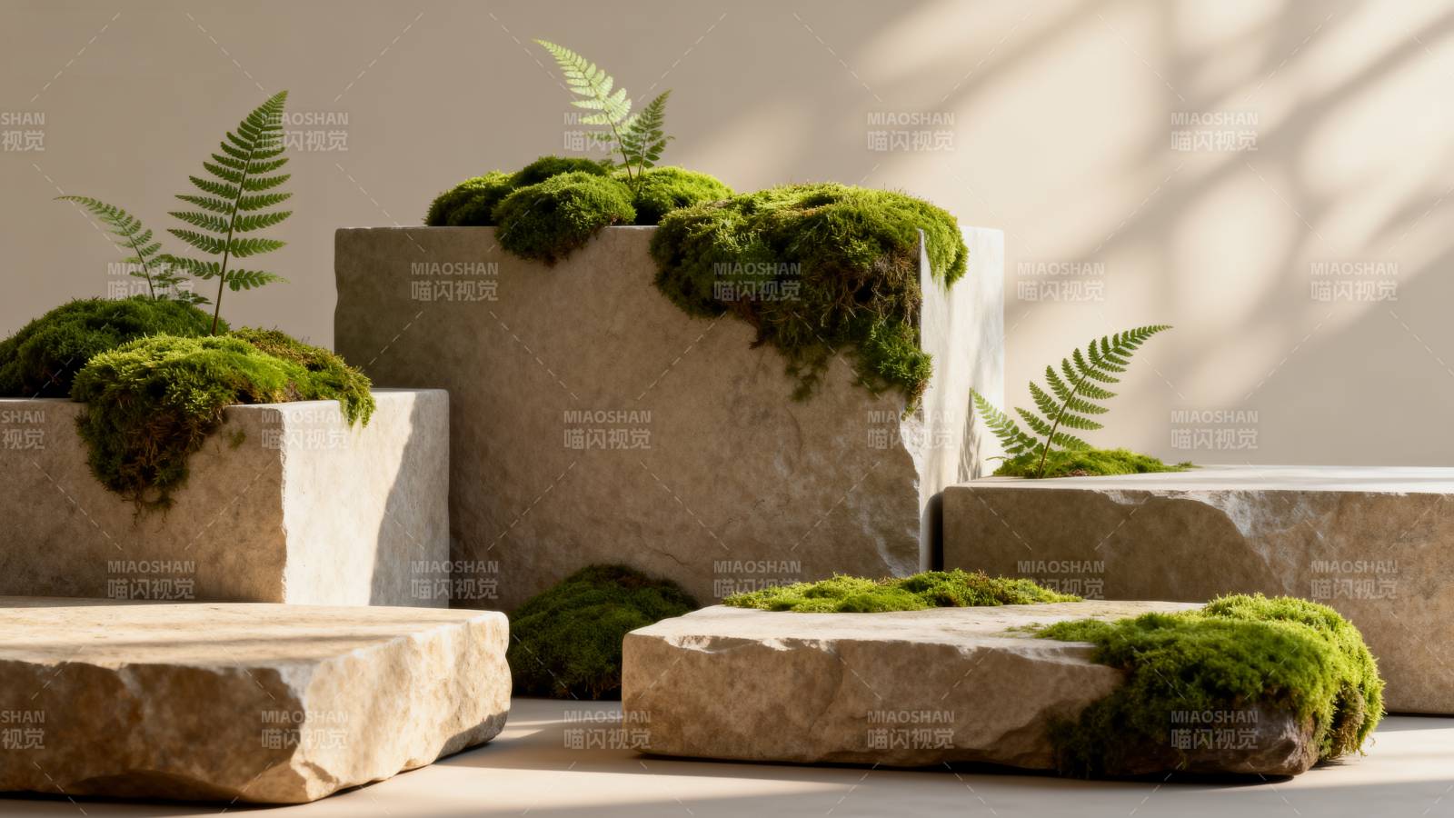 石上青苔静谧景图片