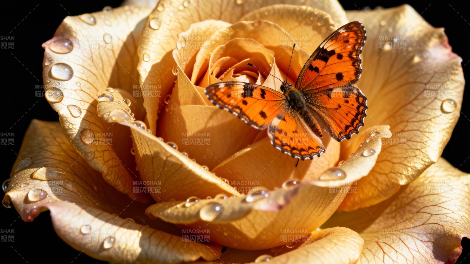 蝶舞金玫瑰图片