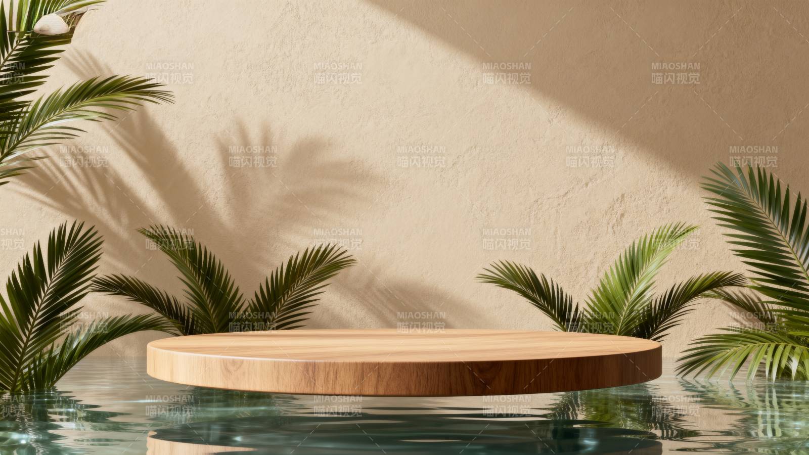 泳池边的木质平台图片