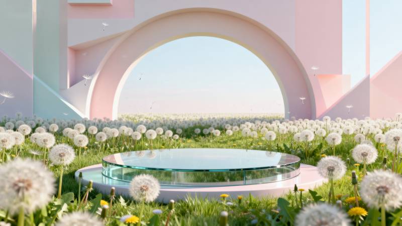 梦幻花境中的透明台图片