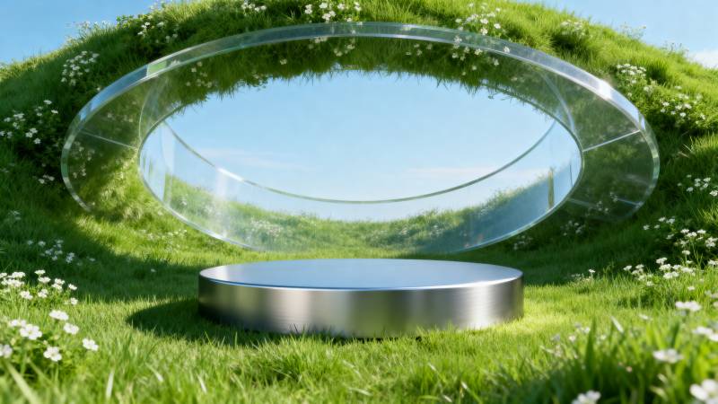 绿野中的透明穹顶图片