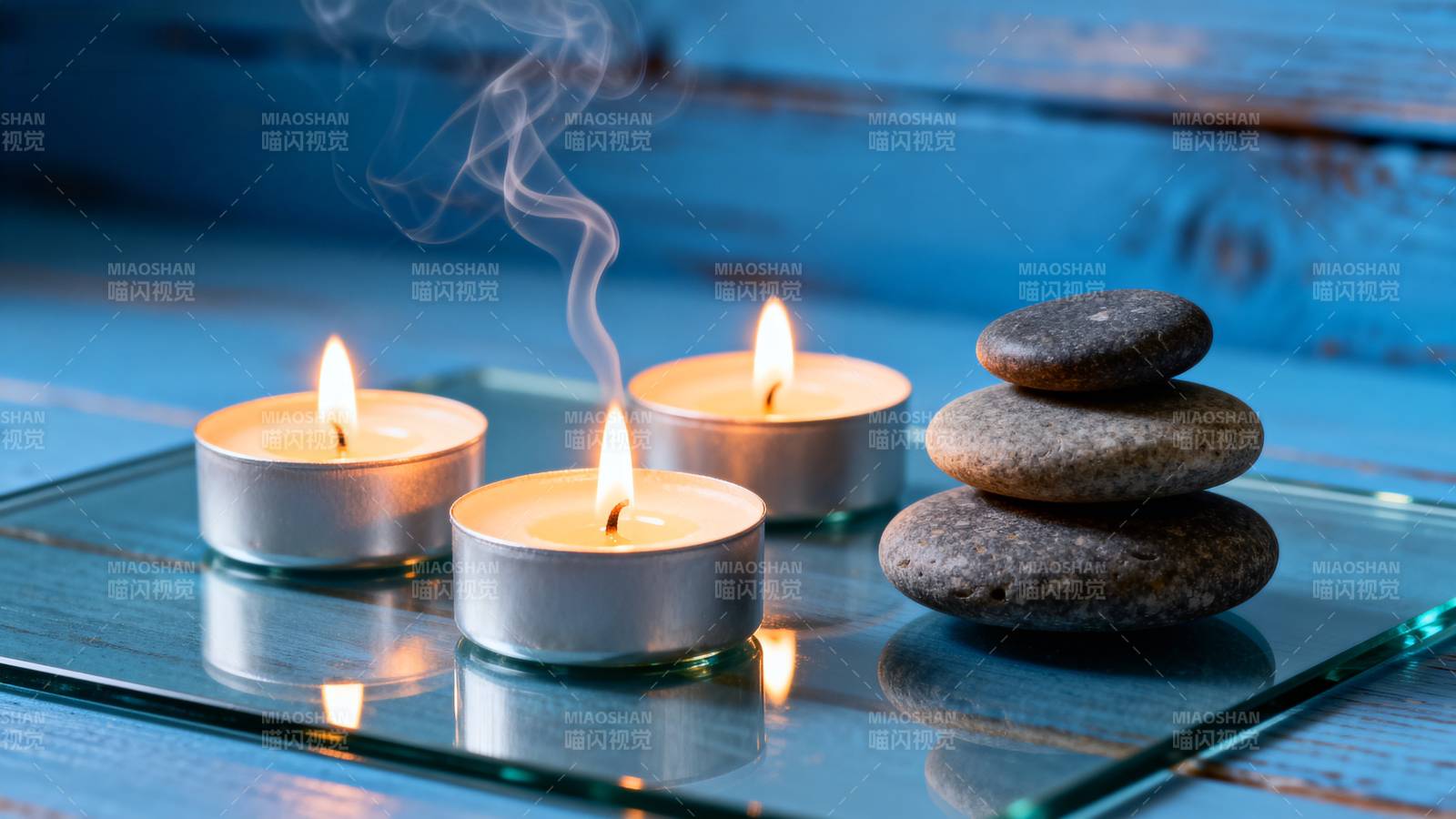 静谧烛光石景图片