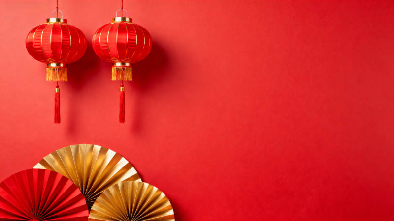 红灯扇影迎新春图片