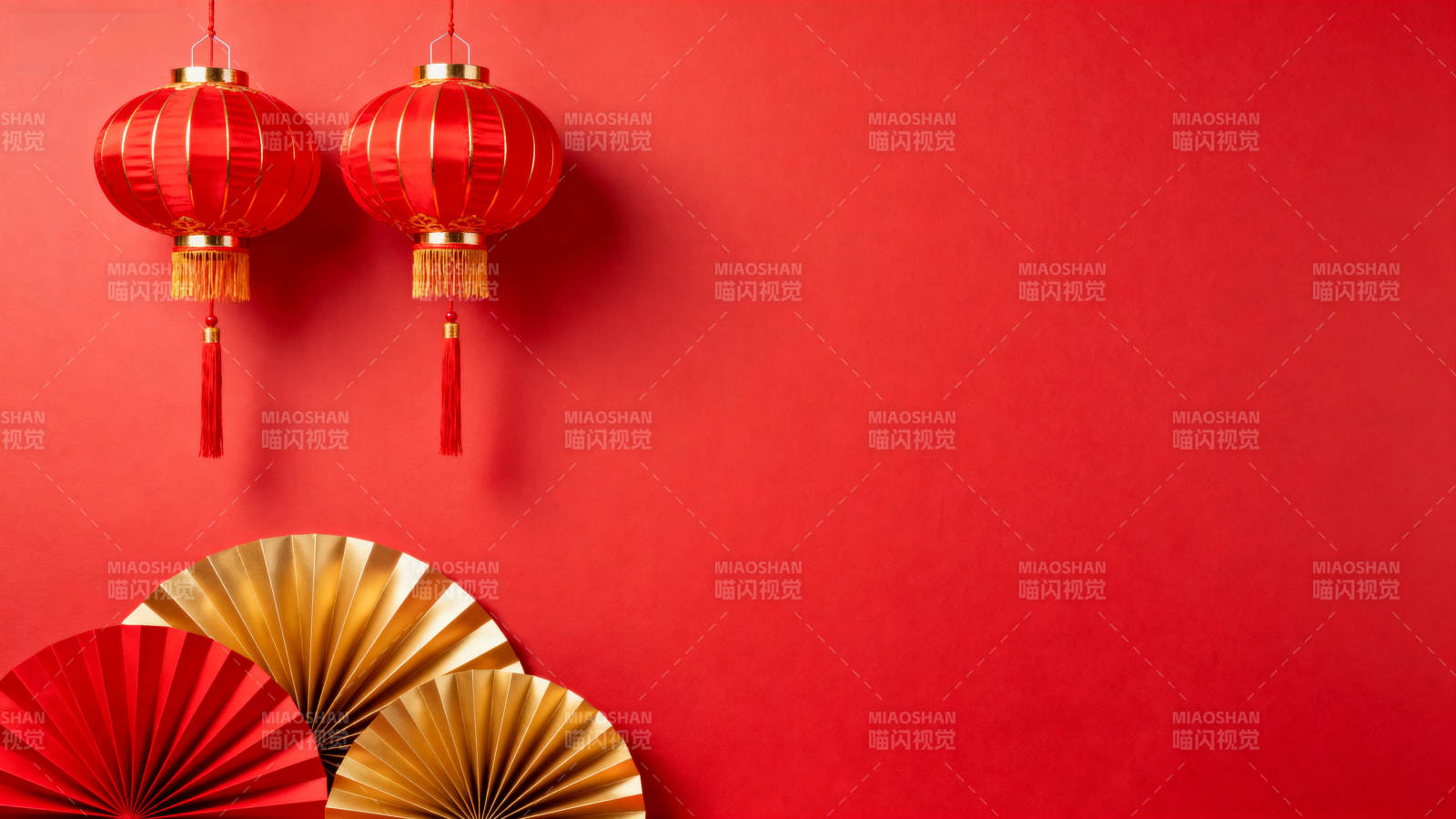 红灯扇影迎新春图片