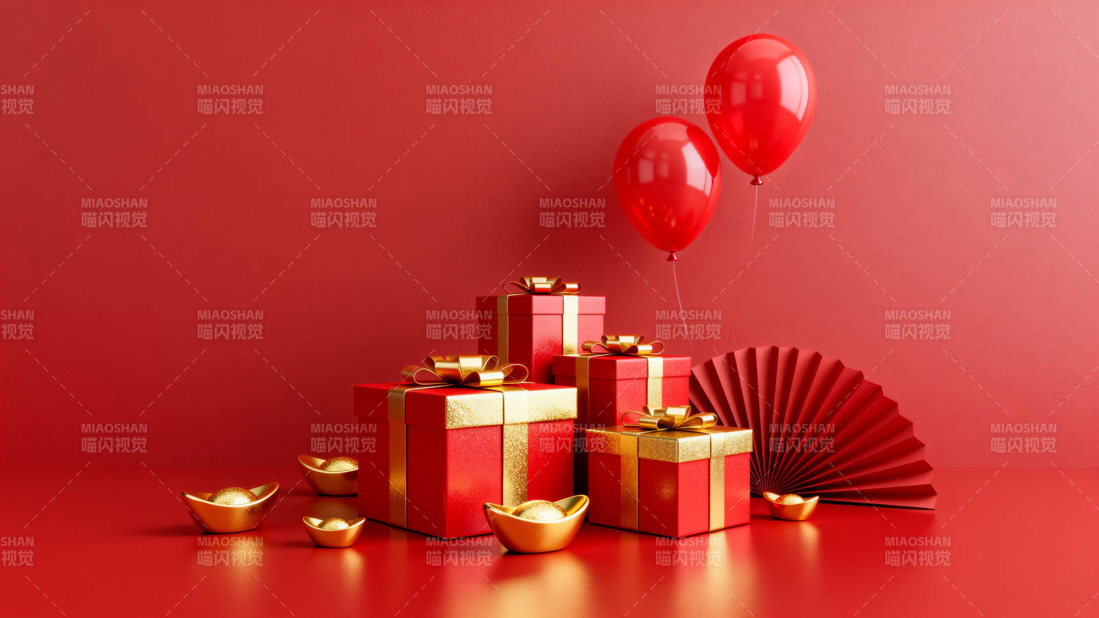 红礼盒金元宝气球图片