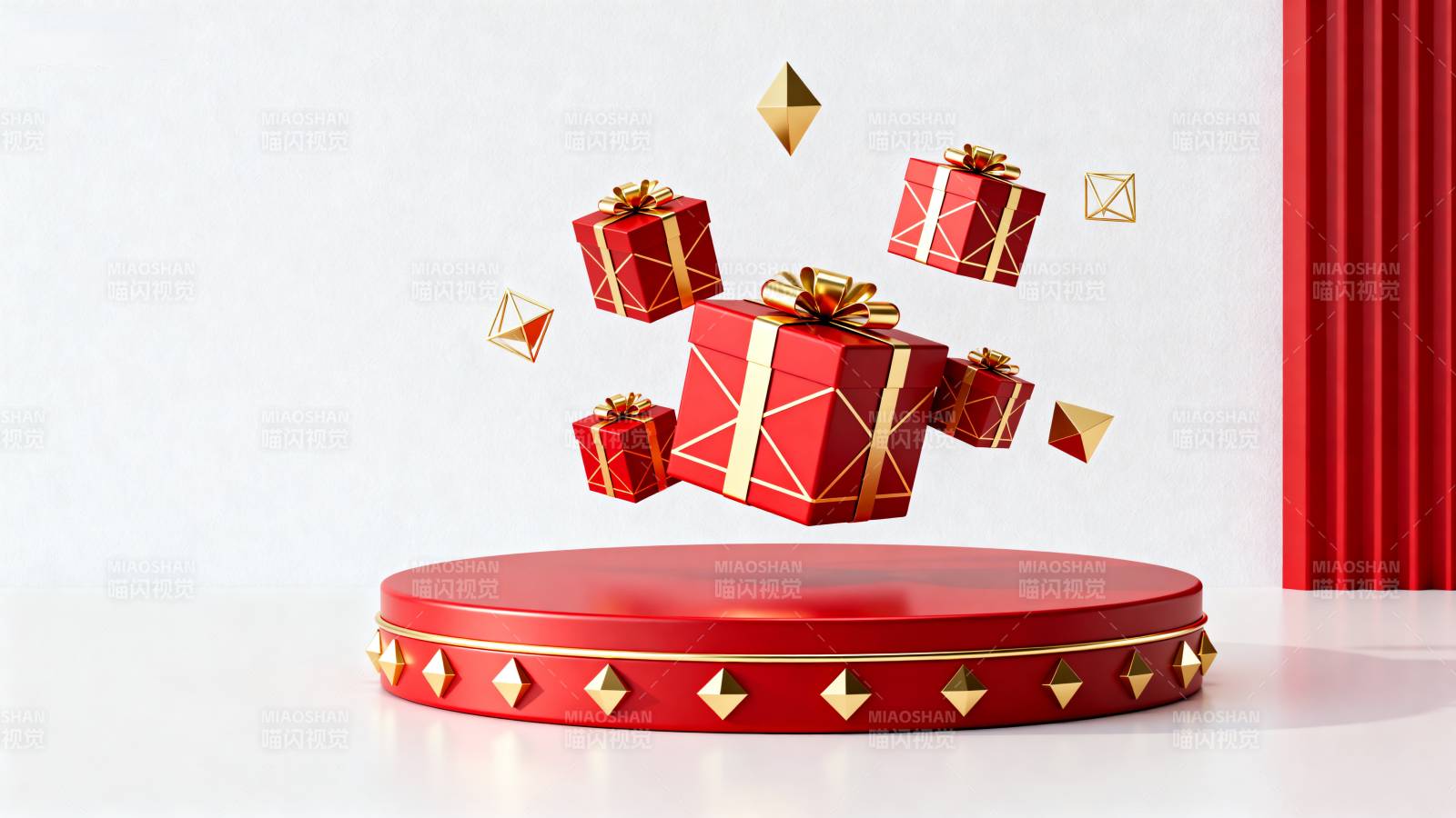 红色礼盒悬浮展示图片