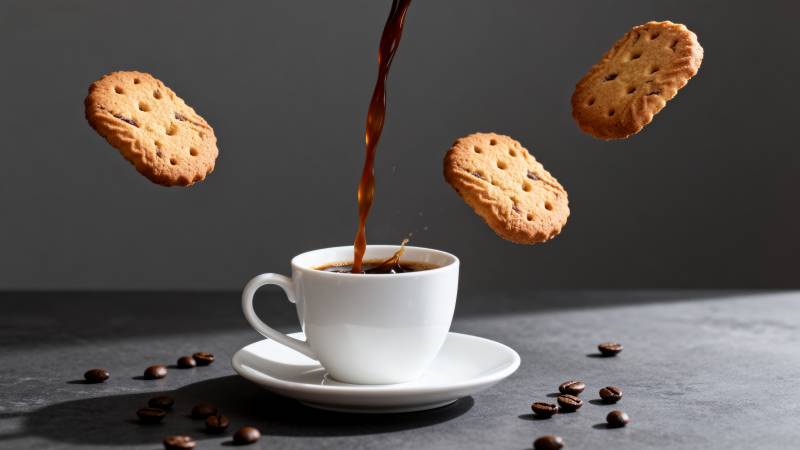 咖啡与饼干的邂逅图片