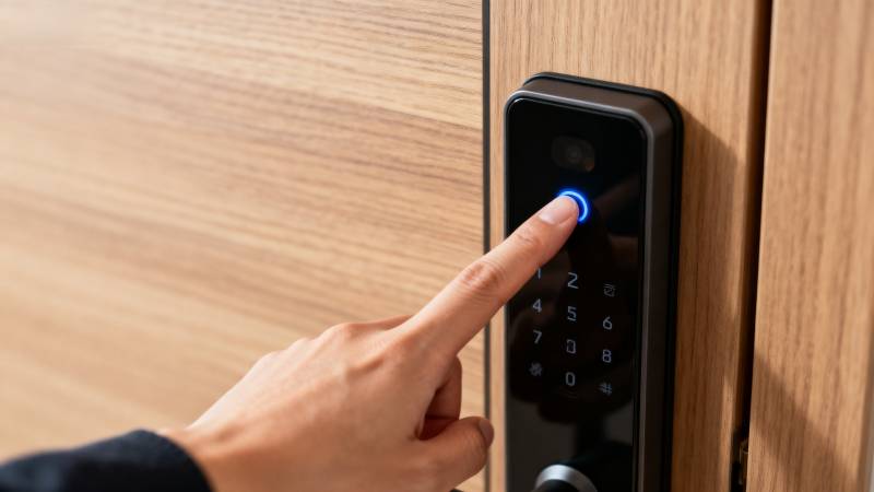 指纹解锁门锁图片