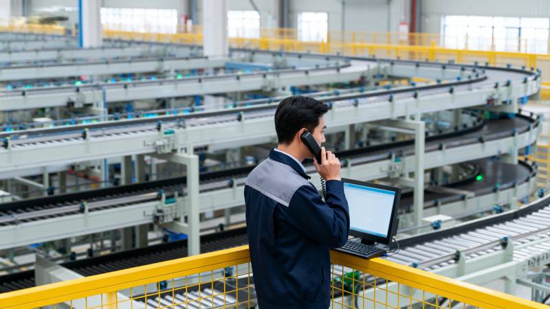 工厂监控员通话中图片