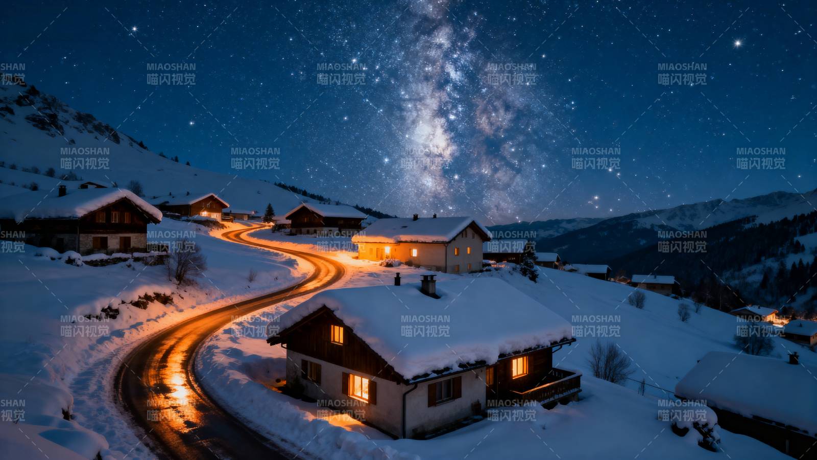 雪夜星河小屋图片