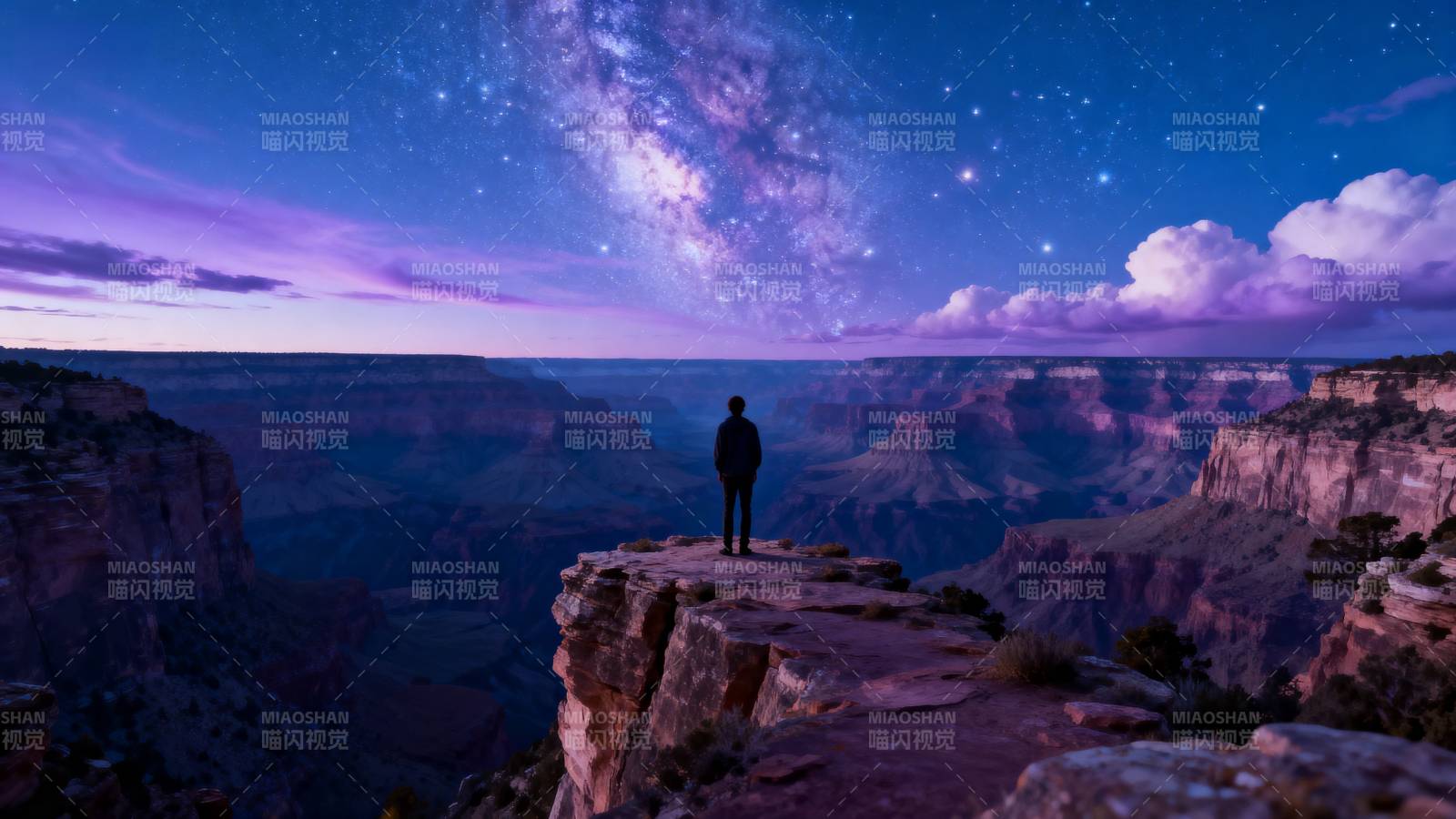 星空下的峡谷孤影图片