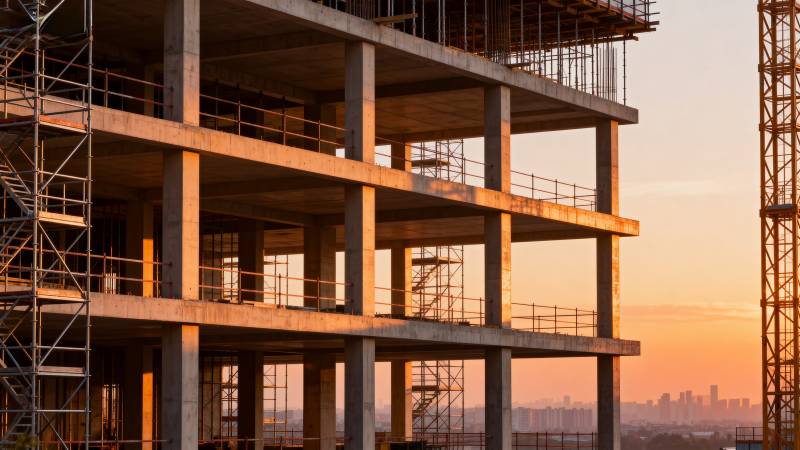 夕阳下的建筑工地图片