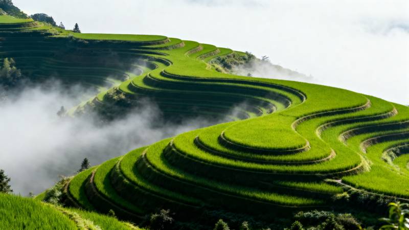 云雾缭绕梯田图片