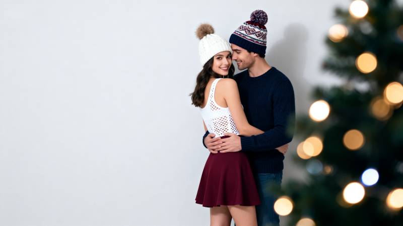 圣诞情侣温馨相拥图片