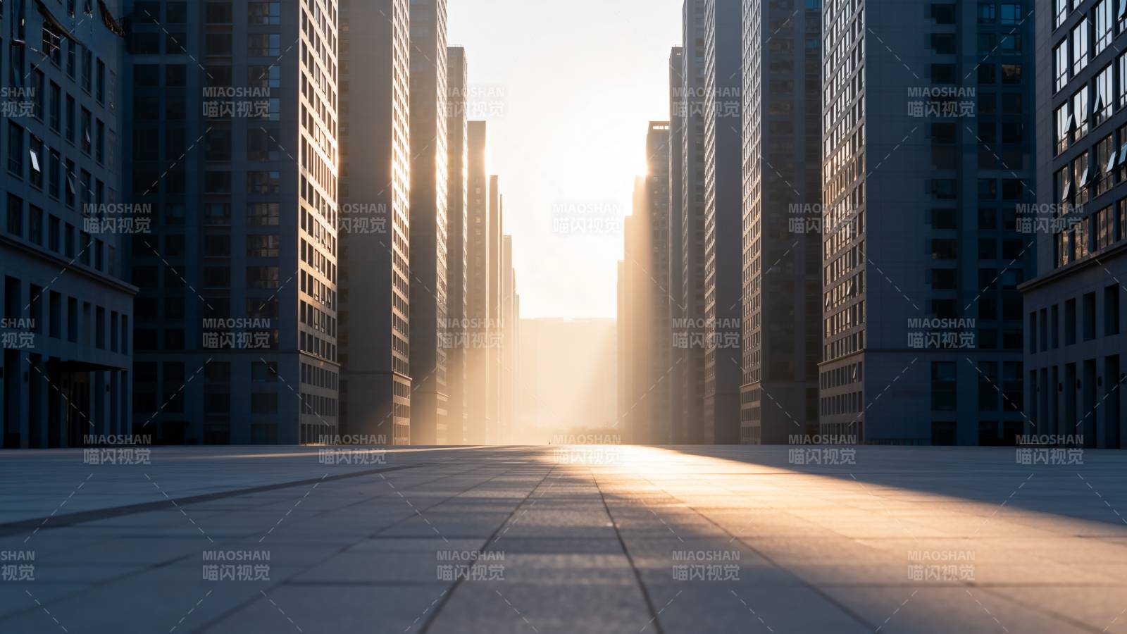 晨光中的城市街景图片