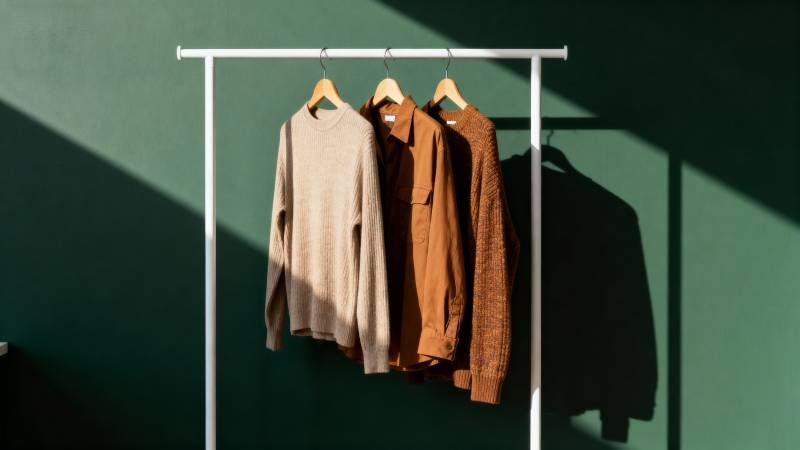 衣架上的三件毛衣图片