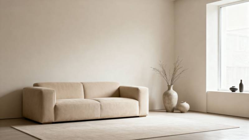 简约米色沙发客厅图片