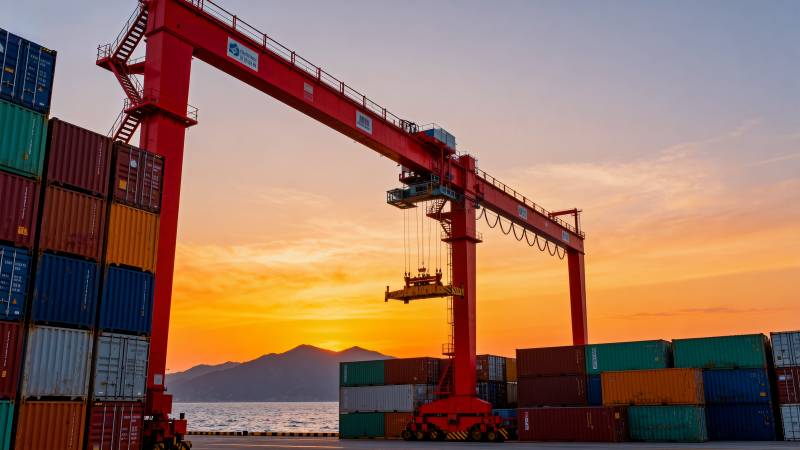 港口日落集装箱图片