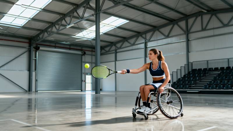 轮椅网球运动员挥拍图片