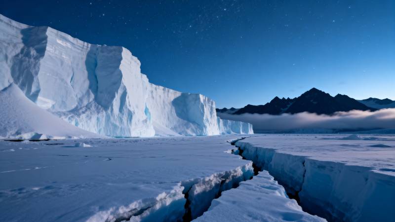 冰川夜景图片