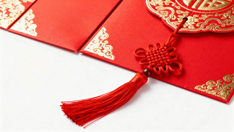 红色福字红包特写图片