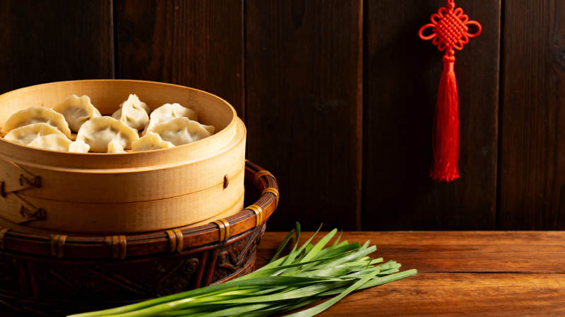 蒸饺与春韭图片