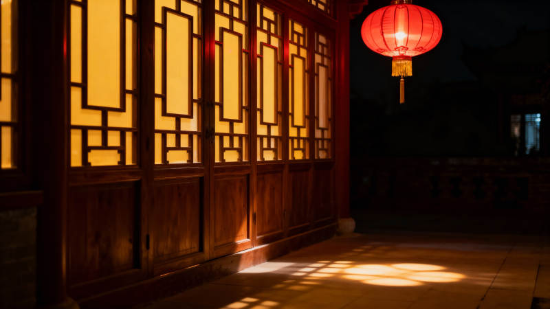 古韵廊灯影图片