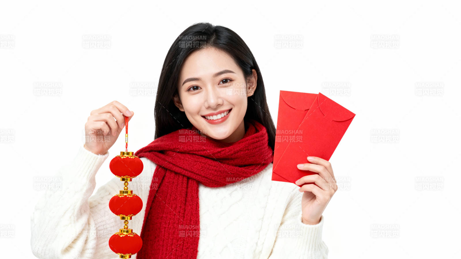 新年喜庆 红灯笼与红包图片